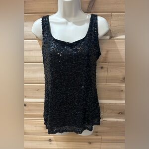 Dalia Collection Black Sequin Tank Top